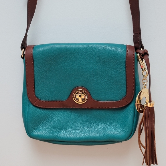 ISAAC MIZRAHI | TEAL PEBBLED LEATHER CROSSBODY BAG - Picture 3 of 15